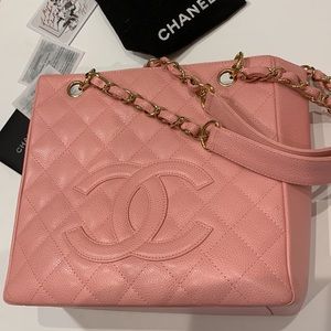 Rare🦄 CHANEL Sakura 🩷9”Series Pink Caviar Leather PST Petite Tote PTT Gold HW